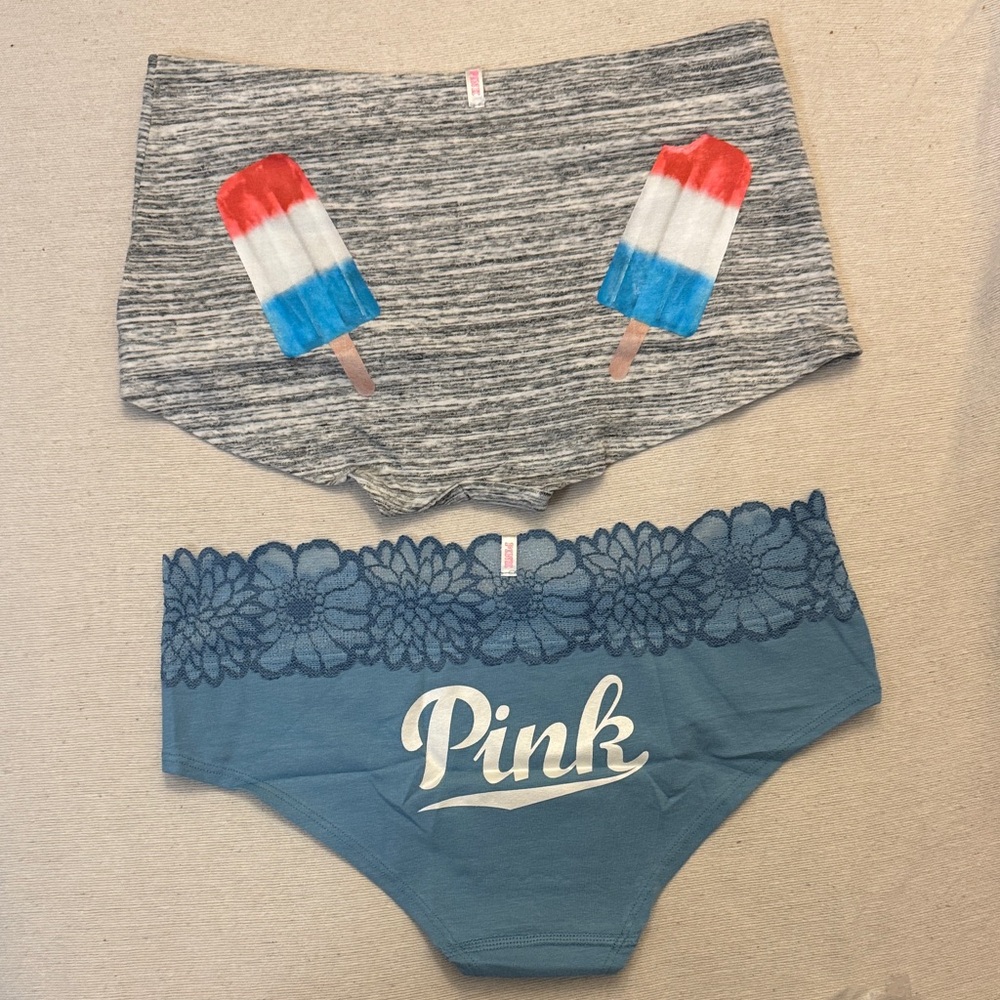 PINK Victoria’s Secret Low Hipster & Gray Popsicle Print Low Boyshort Size M